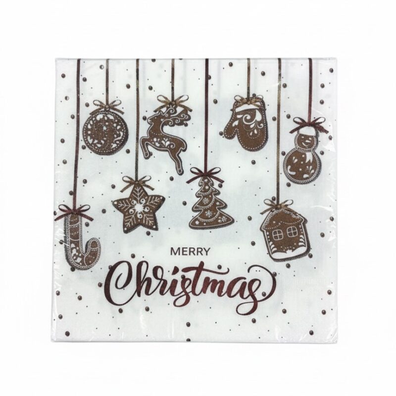 Tovaglioli di Natale con decorazioni Alberi e Regali – 20 pezzi – 33×33 cm