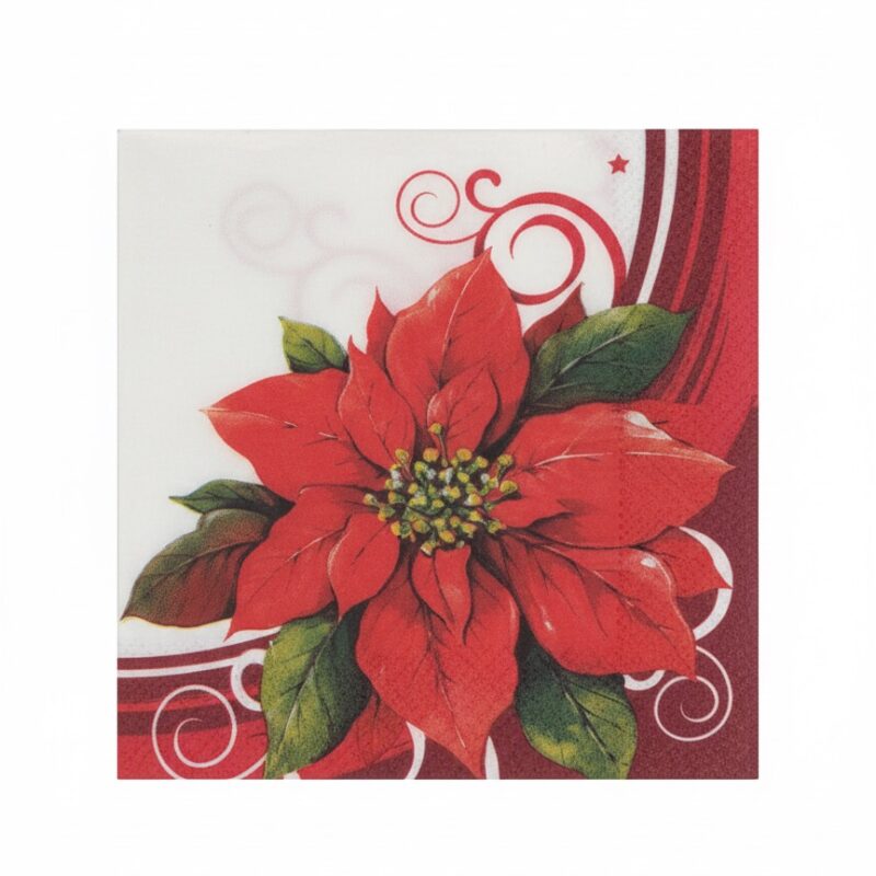 Tovagliolo a tema con Stella di Natale – 20 pezzi – 33×33 cm