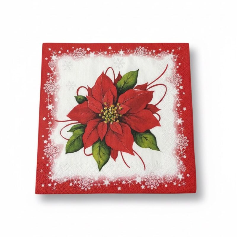 Tovaglioli di Natale a tema con Stella di Natale – 20 pezzi – 33×33 cm
