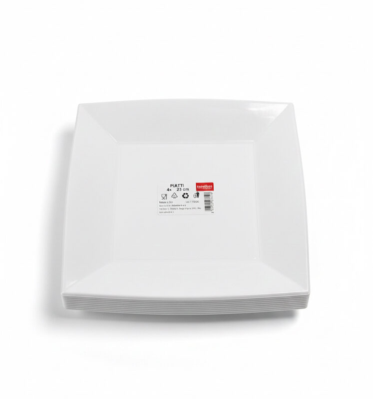 Piatti Bianchi Quadrati 4 pz. 23 cm.