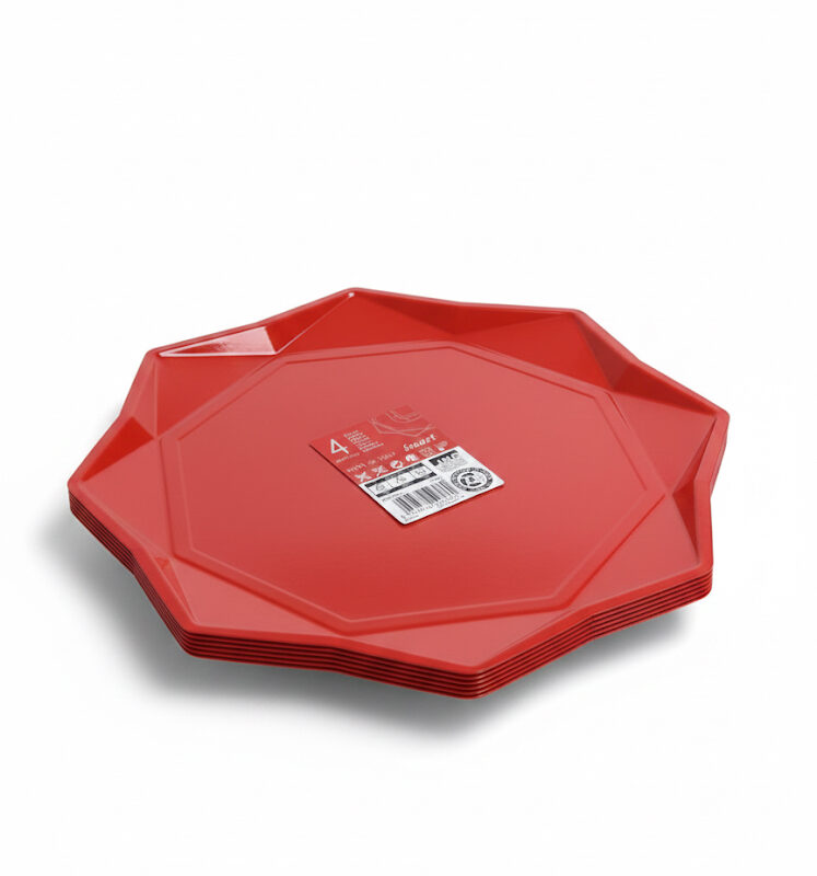 Piatto Rosso a Forma di Stella 4 pz. Ø 31 cm.