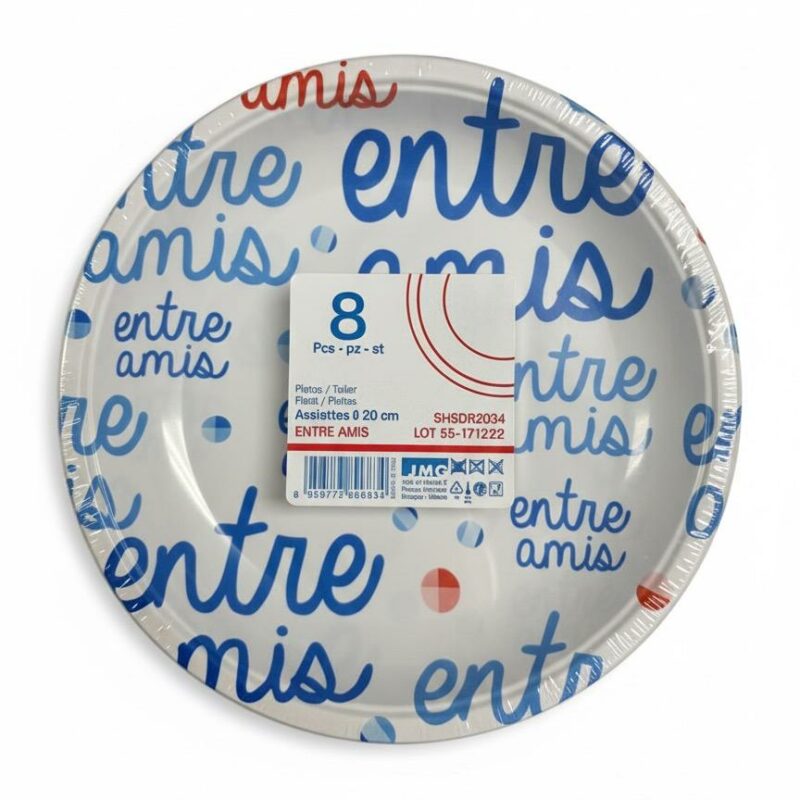 Piatto fondo in plastica motivo fantasia per feste 8pz. Ø20cm