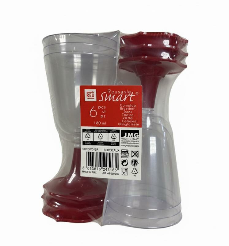 Bicchieri di Plastica Smart Reusable Bordeaux 6pz. 180 ml.