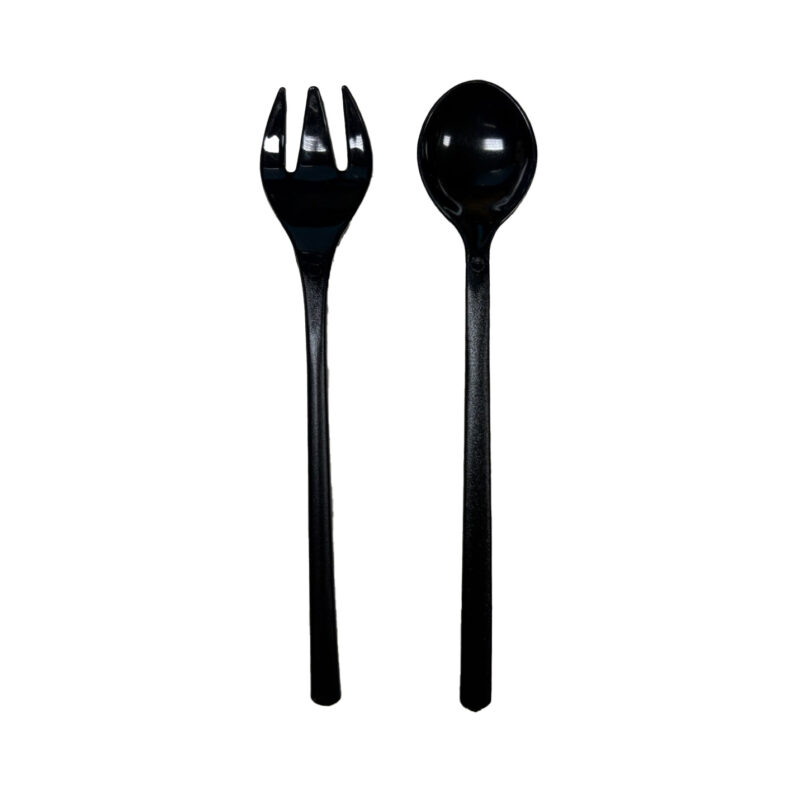 Set 48 Mini Posate Finger Food Nere – 24 Cucchiaini + 24 Forchettine – 10 cm