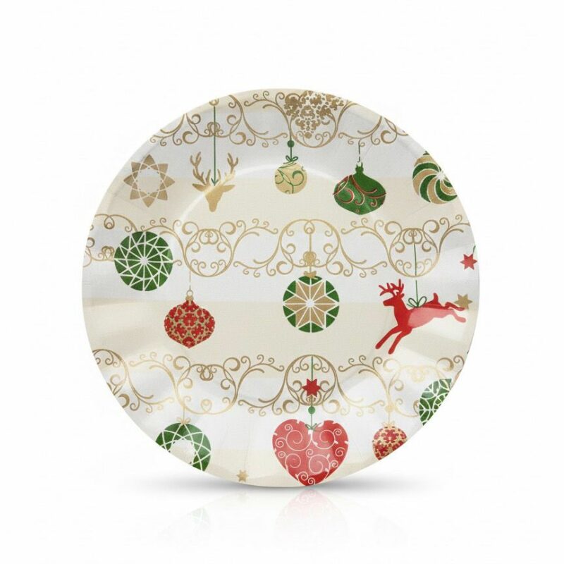 Piatti piani Palline di Natale e Renna – 8 pezzi – Ø 20 cm