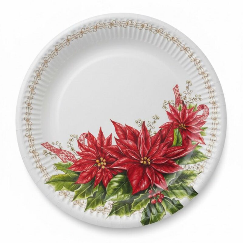 Piatti piani con stelle di Natale – 8 pezzi – Ø 23 cm