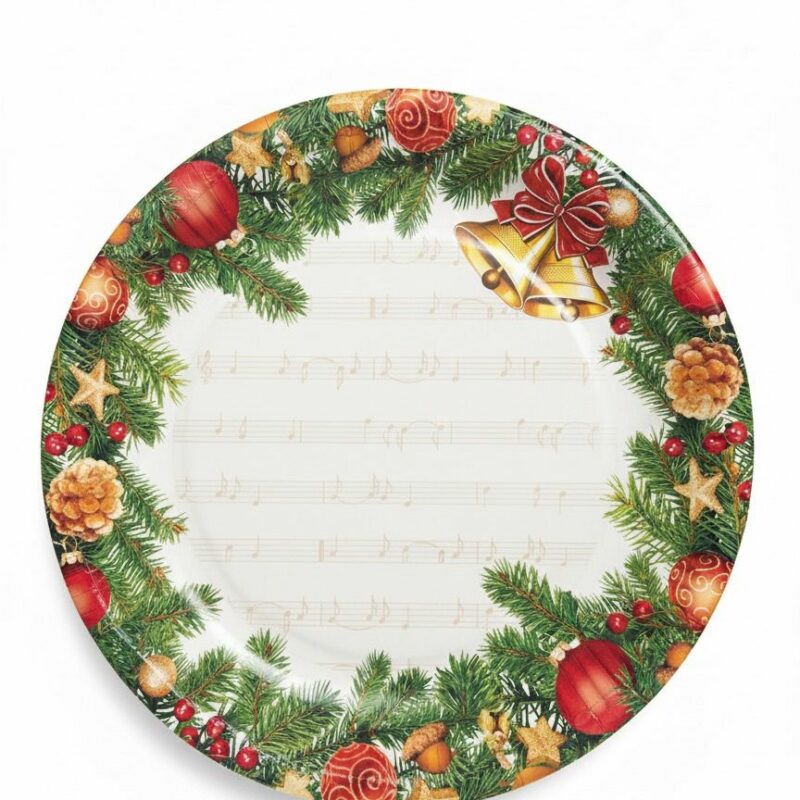 Piatti piani ghirlanda con pentagramma musicale – 8 pezzi – Ø 23 cm