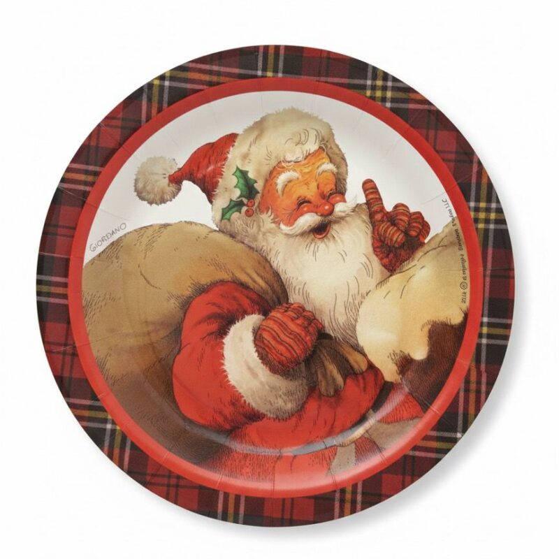 Piatti fondi Babbo Natale con sacco regali – 8 pezzi – Ø 24 cm