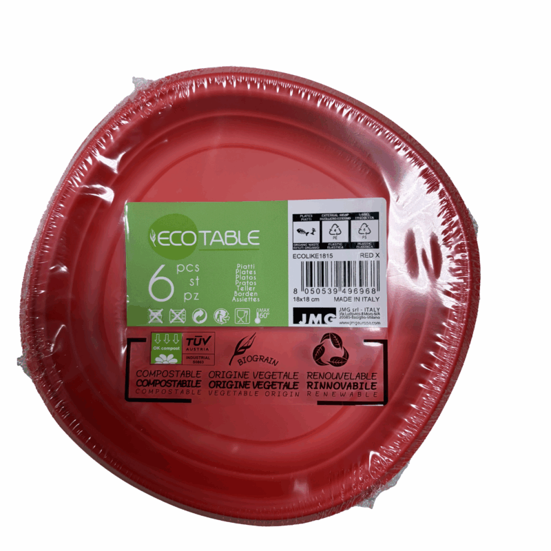 Piatto piccolo fondo compostabile ECO TABLE 6 pz. Ø 18 cm.