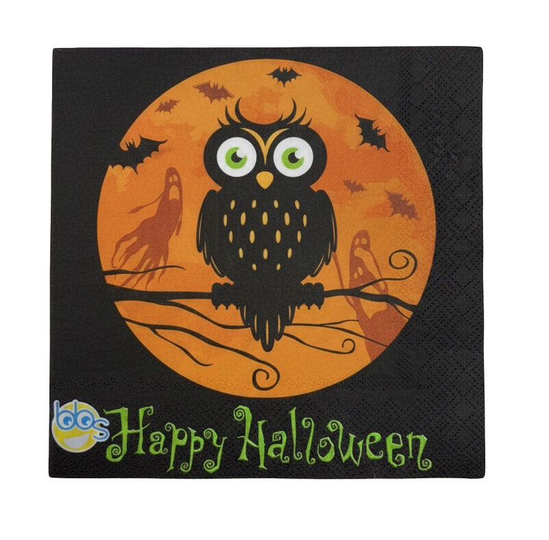 Tovaglioli a Tema Halloween con Gufo 20 tovaglioli 33x33 cm doppio velo