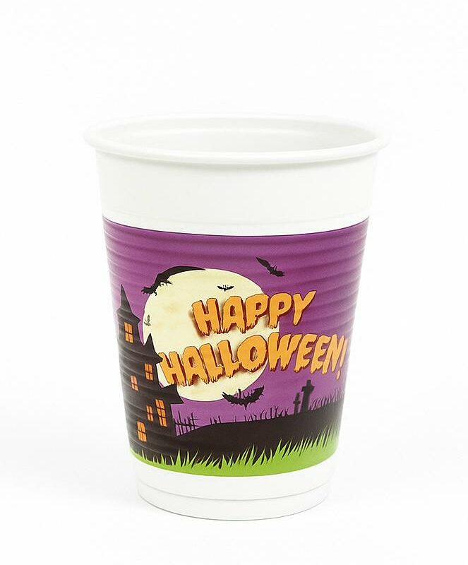 Bicchieri Halloween in plastica 200 ml – Confezione da 8 pz – Happy Halloween Casa Infestata