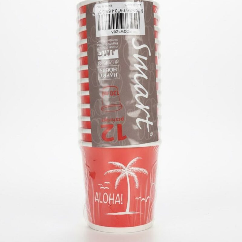 Bicchieri di Carta Rossi confezione da 12 unità, 120 ml.