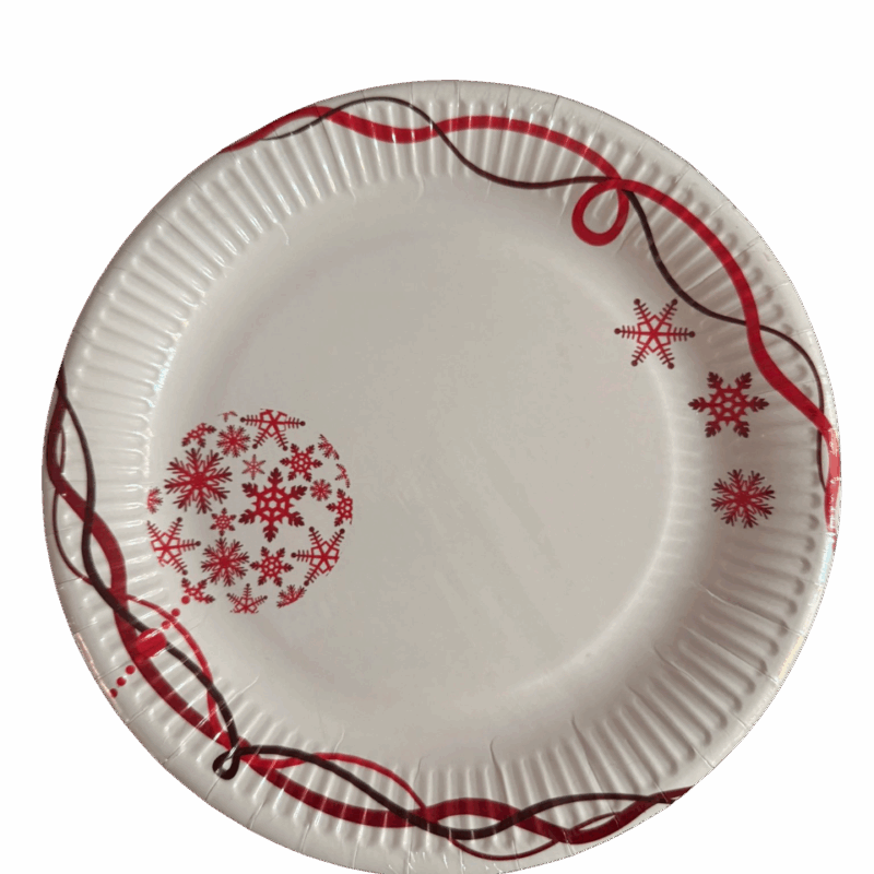 Piatti Piani con Decorazioni Natalizie stelle di neve, 16 pz. Ø23 cm.