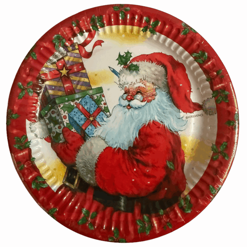Piatti Piani Decorati con Babbo Natale 8 pz. Ø 18 cm.