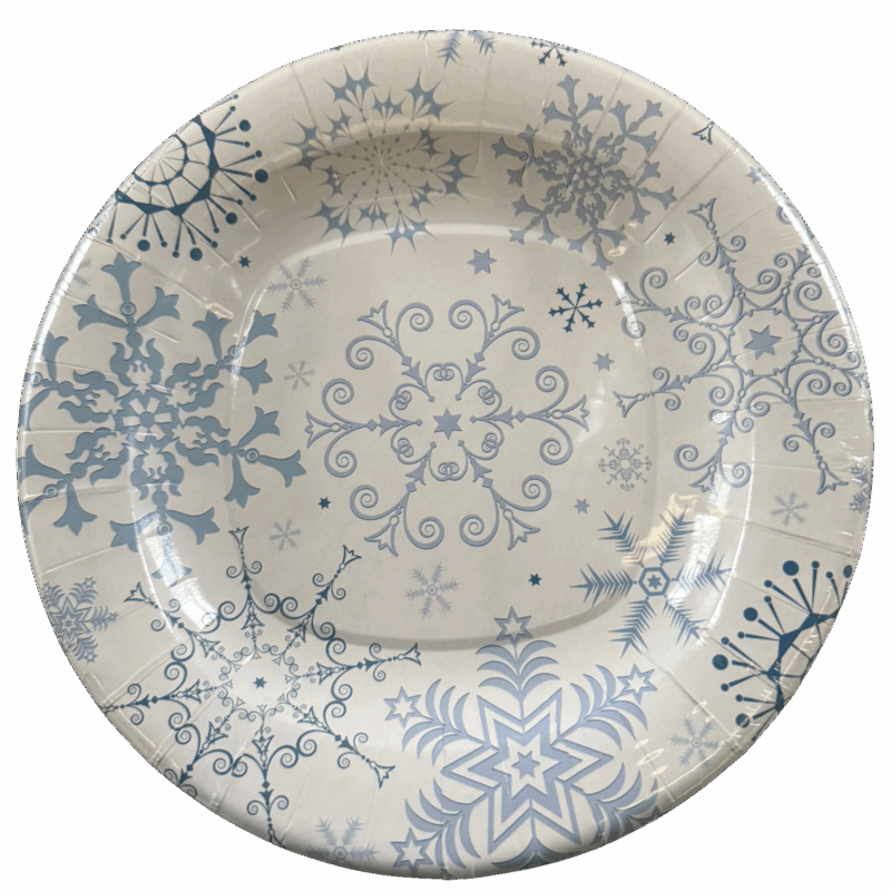 Piatto fondo di Carta motivo fantasia Natalizio per feste 8pz. Ø23cm