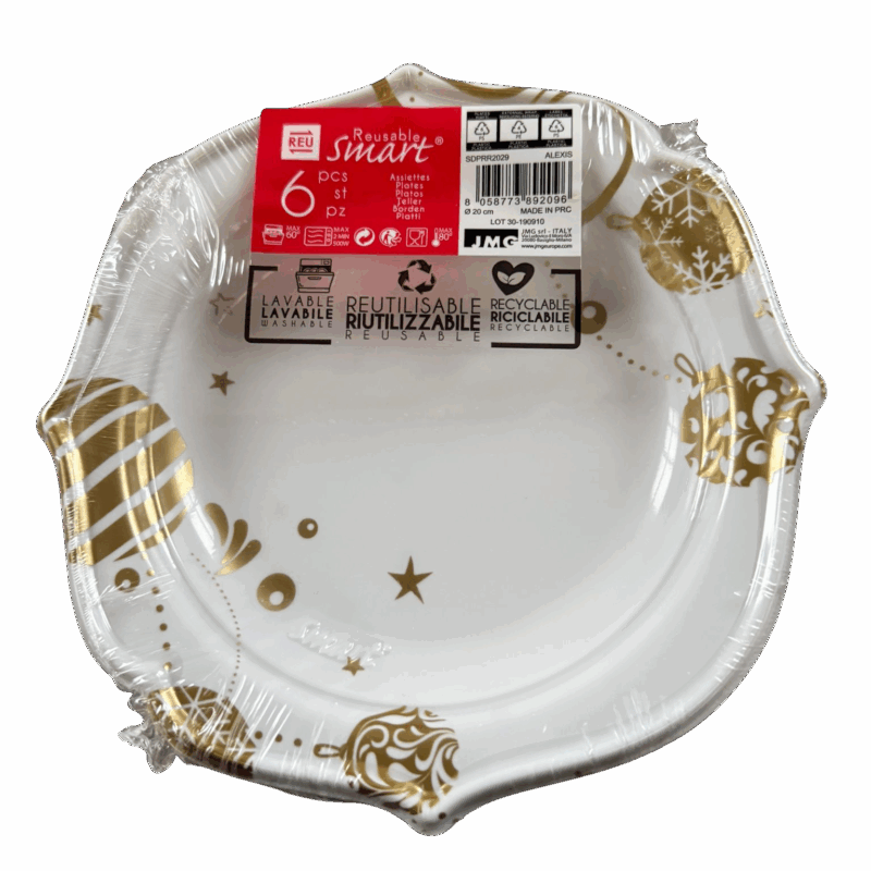 Piatto Fondo Decorazioni Natalizie 6 pz  Ø 20  cm