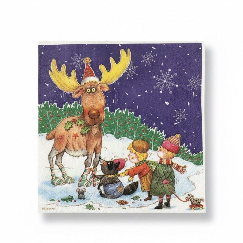 Tovaglioli di Natale con Orso e Renna 2 veli – 20 pezzi – 33×33 cm