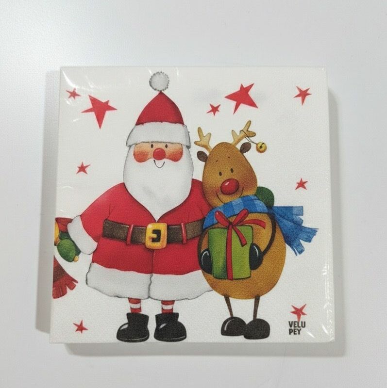 Tovaglioli di Natale con Babbo Natale e Renna 3 veli – 20 pezzi – 33×33 cm