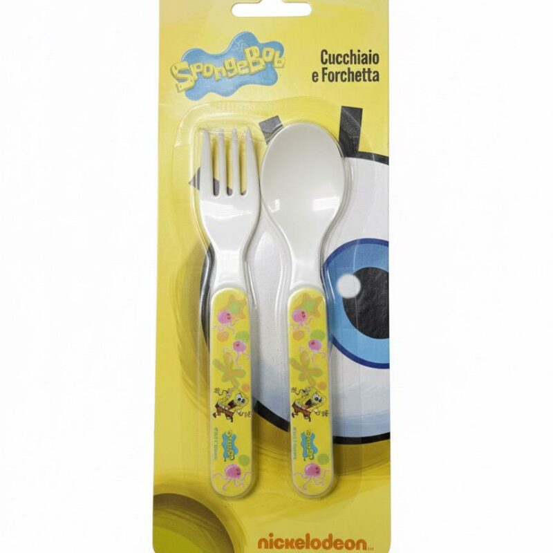 Set Posate Bambini SpongeBob SquarePants - Cucchiaio e Forchetta Originale Nickelodeon