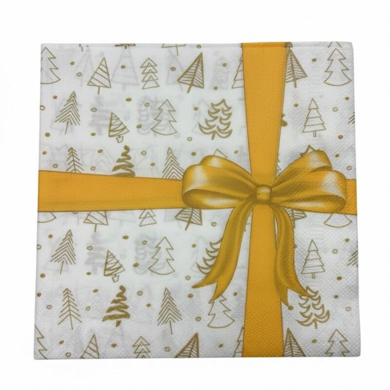 Tovaglioli di Carta Natalizi "Golden Gift" – 16,5 × 16,5 cm – Confezione da 40 pezzi