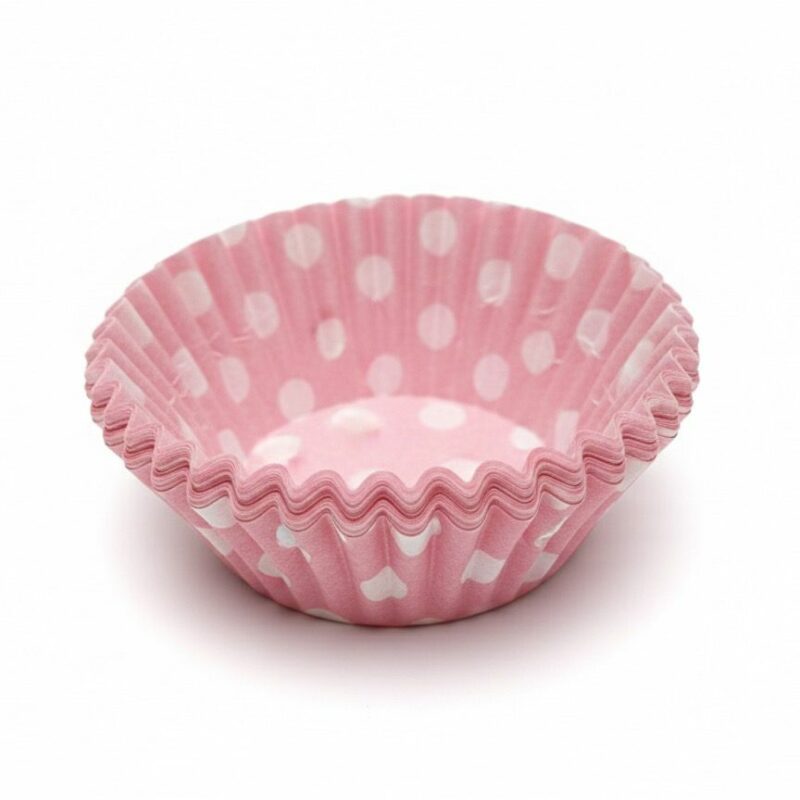 Pirottini Muffin / Cupcake Rosa Pois Bianchi – Ø base 3,5 cm – Confezione da 80 pezzi