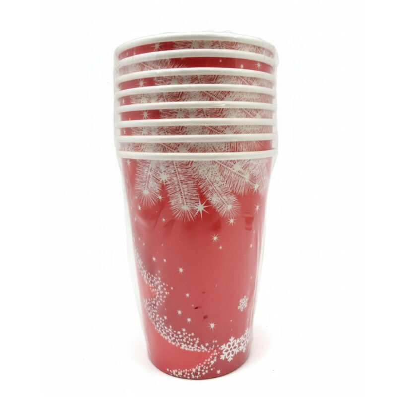 Bicchieri di Carta Natale Rosso – Confezione da 8 pz - 20 cl