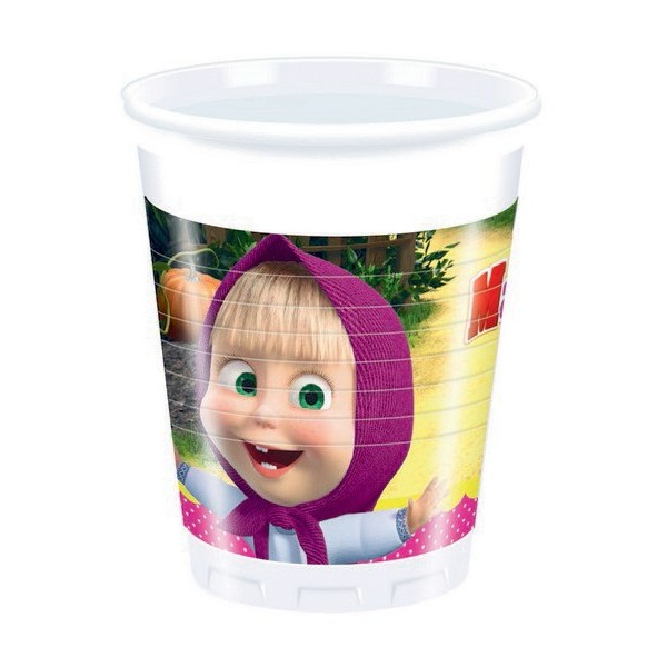 Bicchieri di Plastica Masha e L'Orso 8 unità da 200ml