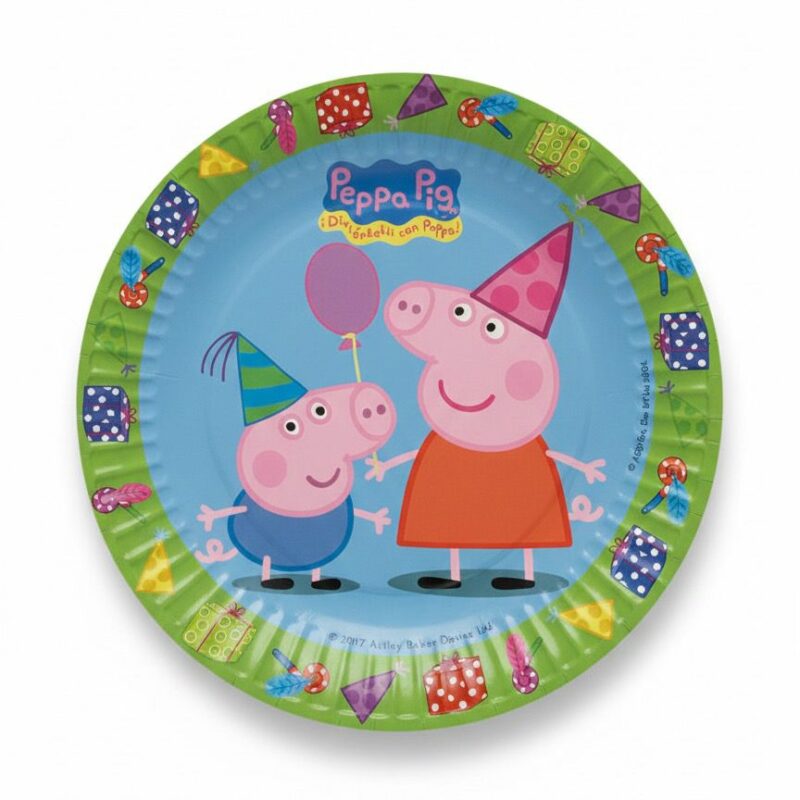 8 Piatti Carta Peppa Pig Ø 23 cm Originali Festa Compleanno
