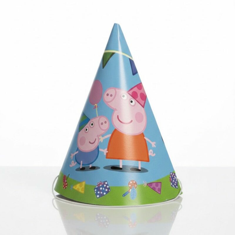 6 Cappellini Festa Peppa Pig Originali – Cartone 16 cm George e Peppa