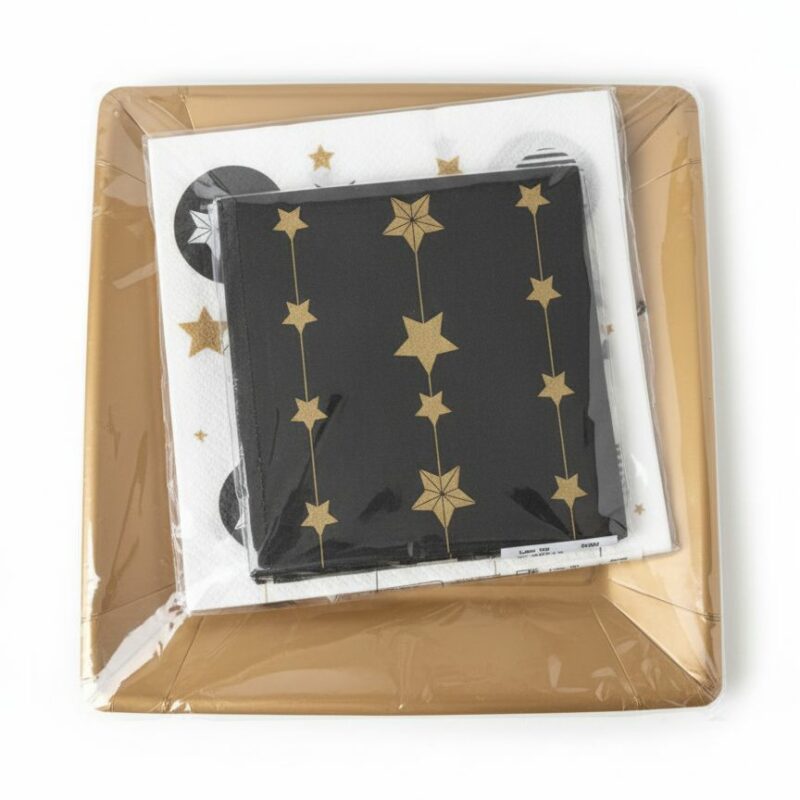 Set Party Stelle Oro - Piatti, Tovaglioli 8 piatti, 20+20 tovaglioli