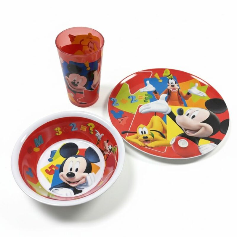 Set da Tavola per Bambini Mickey Mouse e Amici - 3 Pezzi Colorati e Divertenti Disney