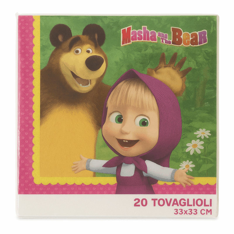 Tovaglioli a Tema Masha e L'orso conf. da 20 doppio velo 33x33 cm