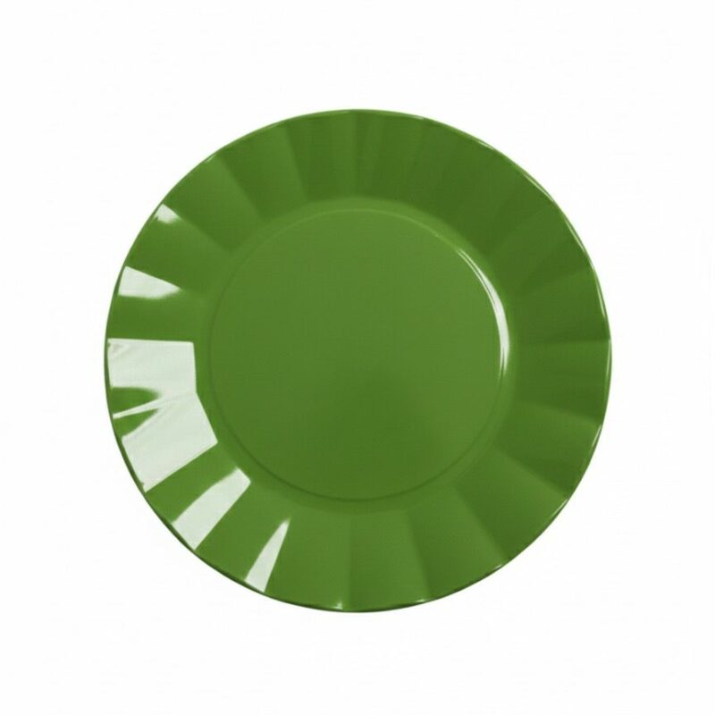 6 Piatti Plastica Verde Ø 23 cm Riutilizzabili Microonde Festa