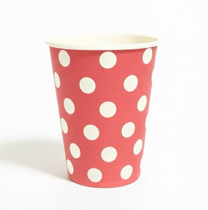 Bicchieri in cartoncino ROSA a pois bianchi 250 ml (25 cl) – Confezione da 20 pezzi